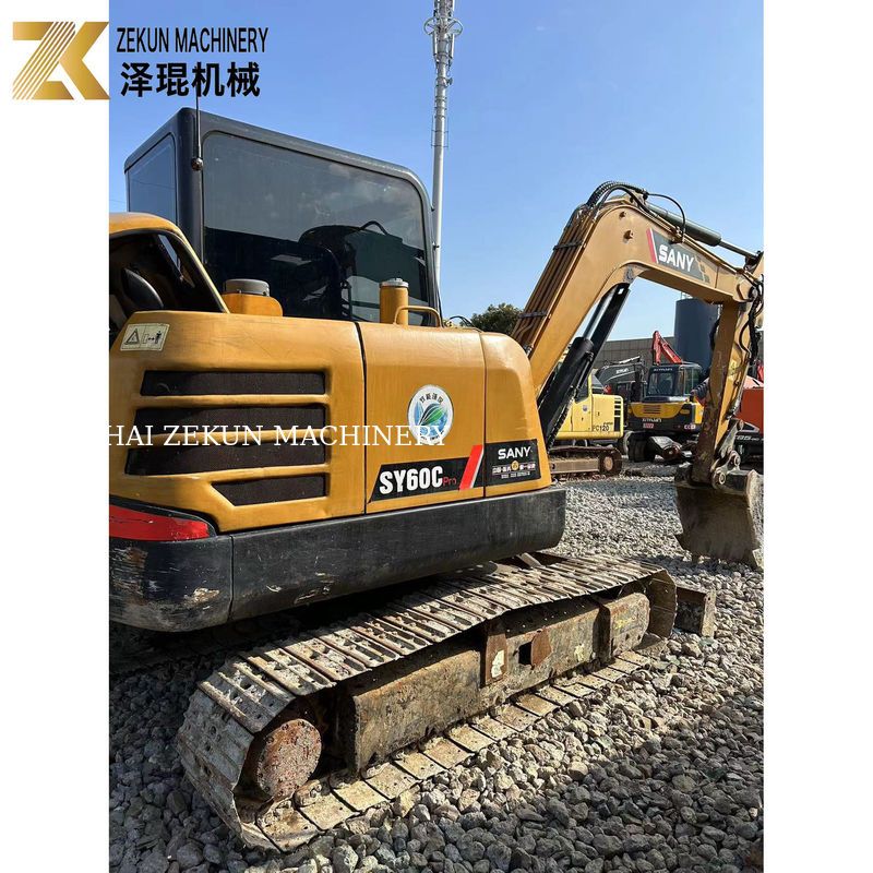 SANY SY60C Pro 6톤 사용 된 크롤러 발굴기 36KW 전력 중고 발굴기
